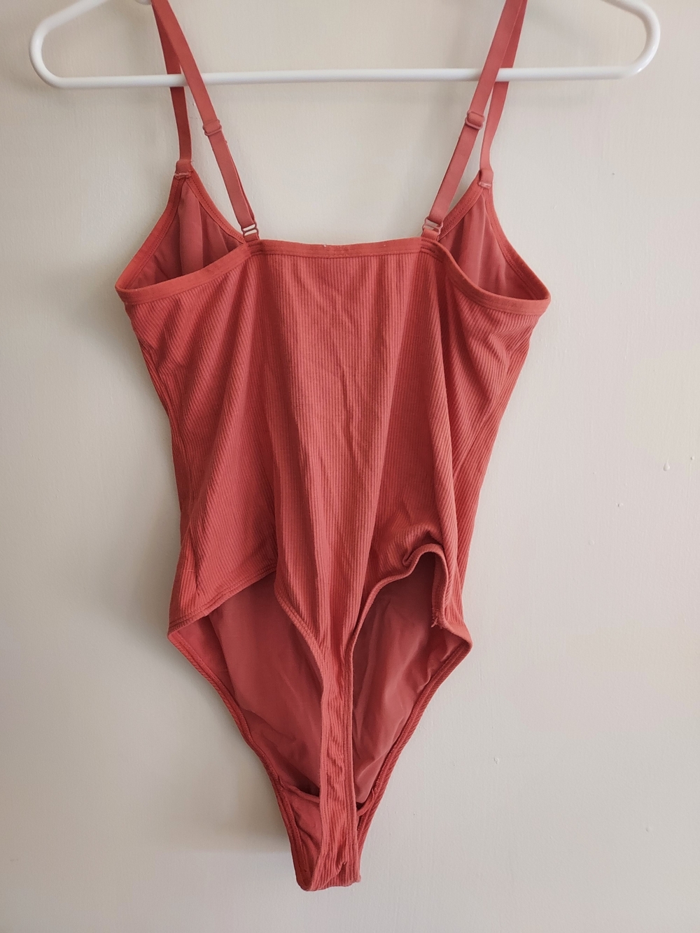 Colsie Ribbed Rust Pink Adjustable-Strap Bodysuit - Picture 2 of 5